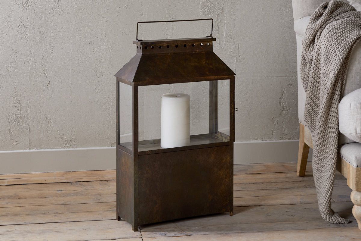 Akoko Wide Lantern - Brown Patina