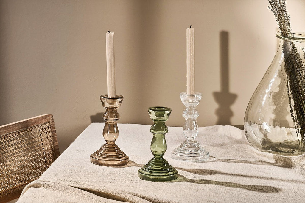 Buran Glass Candlestick - Clear
