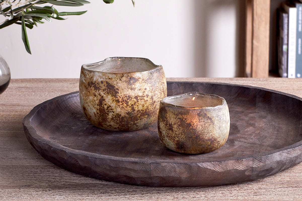 Gola Recycled Glass Tealight Holder - Antique Smoke