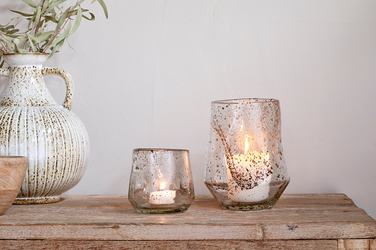 Linora Recycled Glass Tealight Holder - Clear