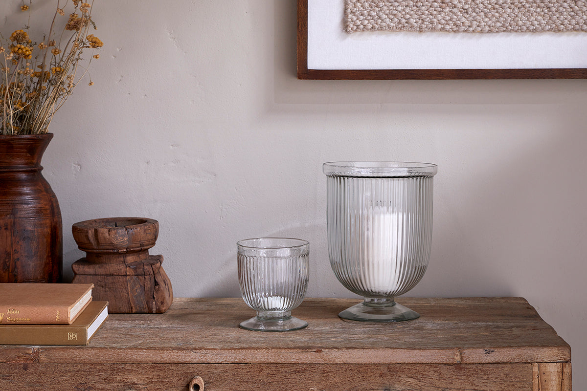 Nia Recycled Glass Candle Holder - Clear