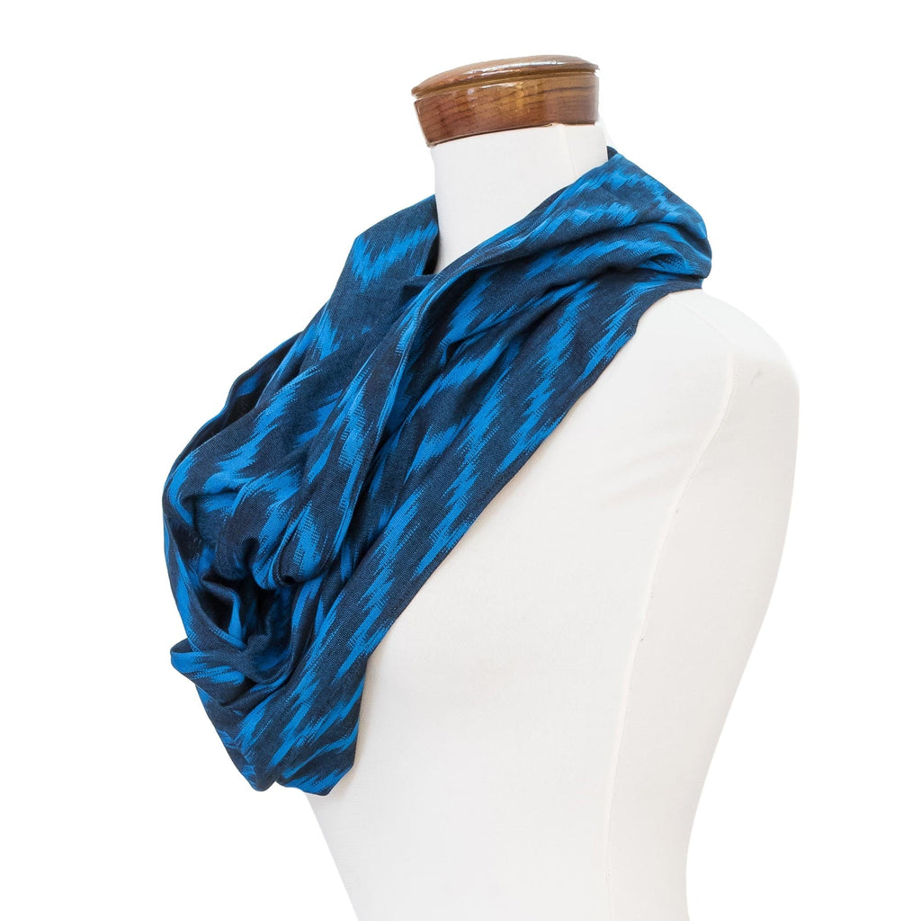 Handcrafted Cotton Infinity Scarf - Jaspe Blue