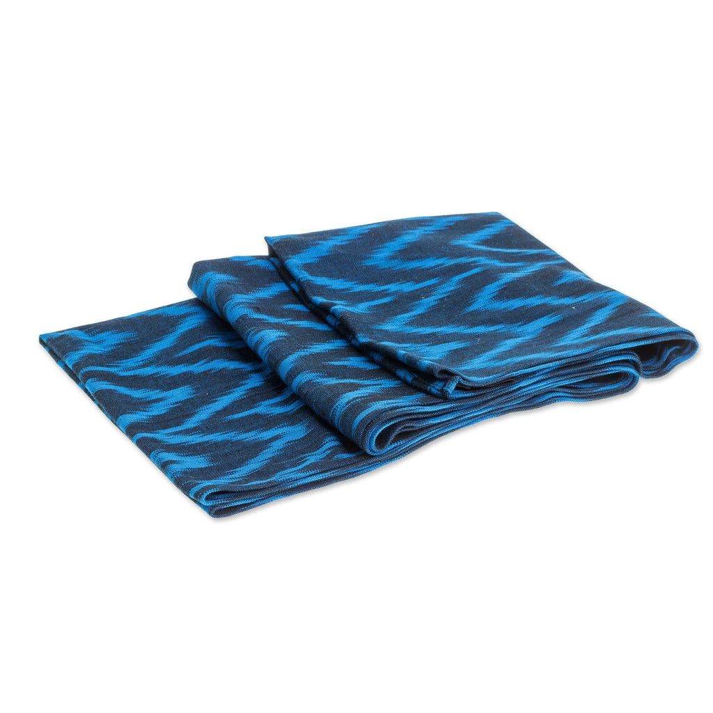 Handcrafted Cotton Infinity Scarf - Jaspe Blue