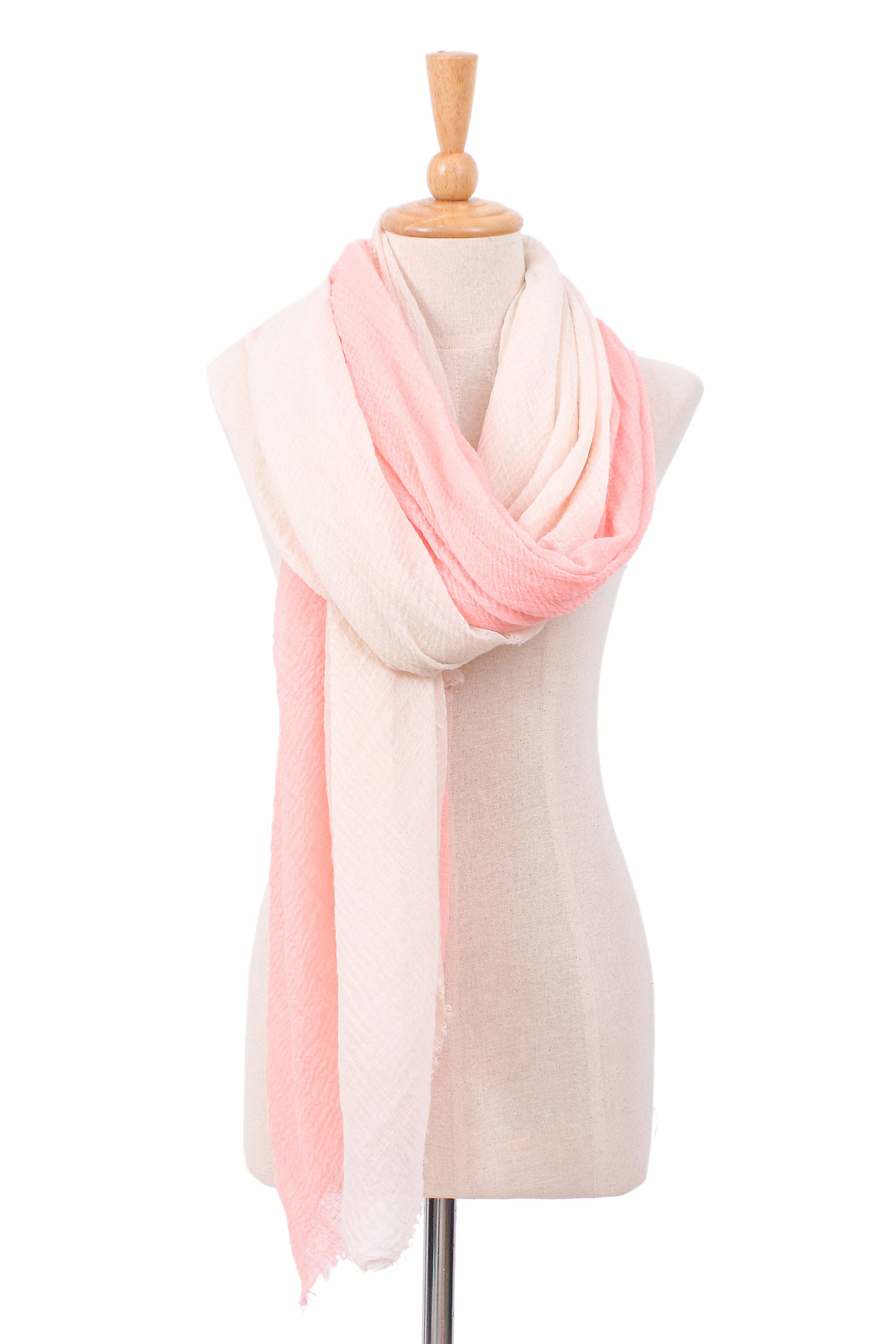 Set of 2 Lightweight Cotton Scarves in Blush and Flamingo - Pink Destiny