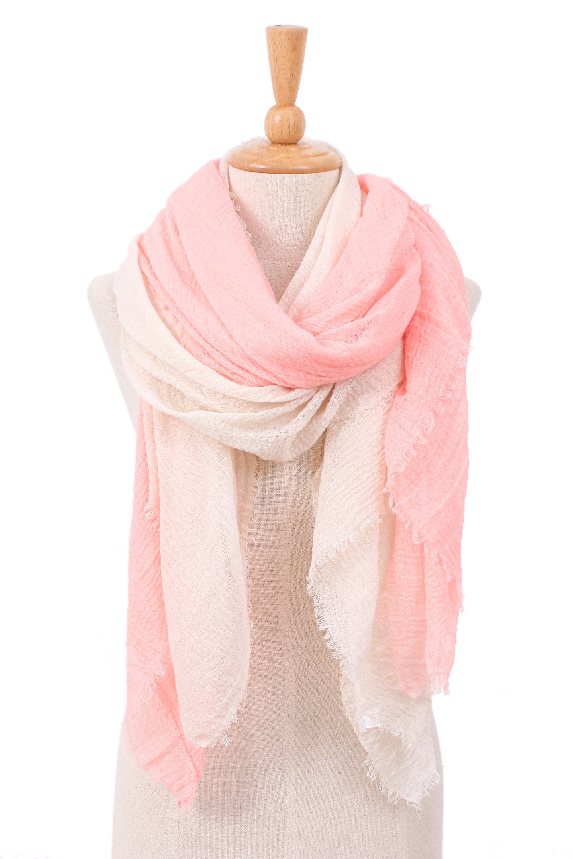 Set of 2 Lightweight Cotton Scarves in Blush and Flamingo - Pink Destiny