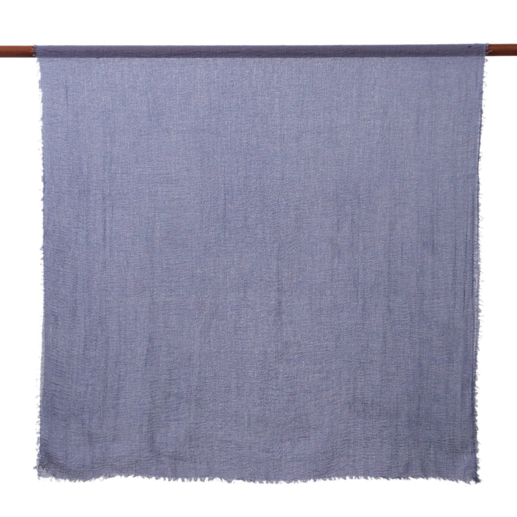 Pair of Hand-Woven Lightweight Grey and Ivory Cotton Scarves - Brilliant Warmth