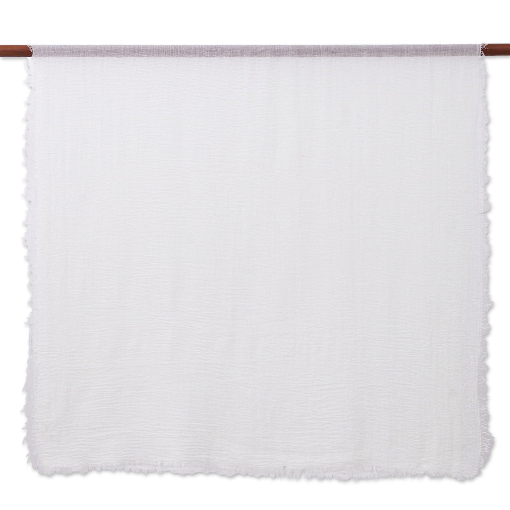 Pair of Hand-Woven Lightweight Grey and Ivory Cotton Scarves - Brilliant Warmth