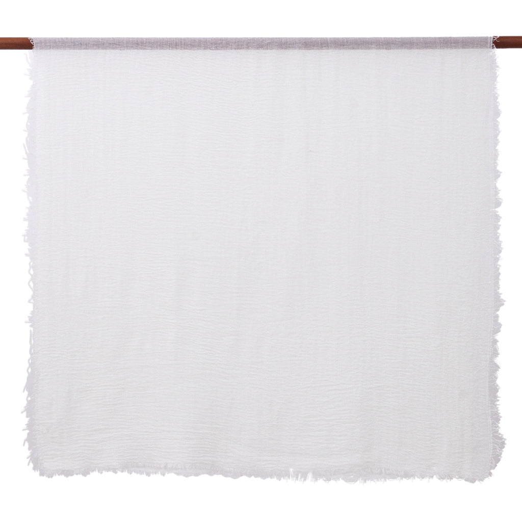 Two Hand-Woven Lightweight Aqua and White Cotton Scarves - Cozy Cool
