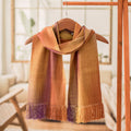 Handwoven Orange and Purple Bamboo Rayon Fringed Scarf - Iridescent Sunset