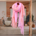 Set of 2 Handwoven Soft Pastel Pink and Blush Cotton Scarves - Pink Celebration