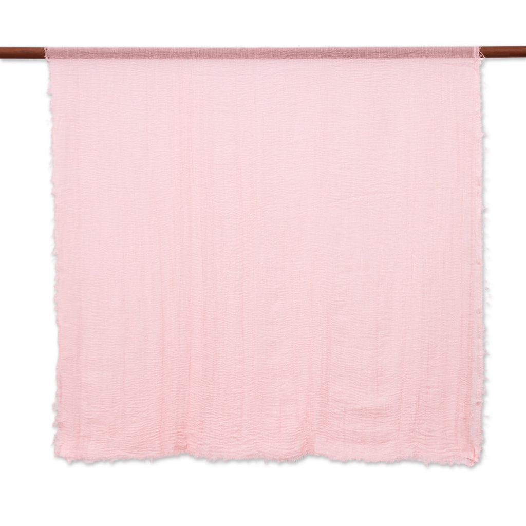 Set of 2 Handwoven Soft Pastel Pink and Blush Cotton Scarves - Pink Celebration