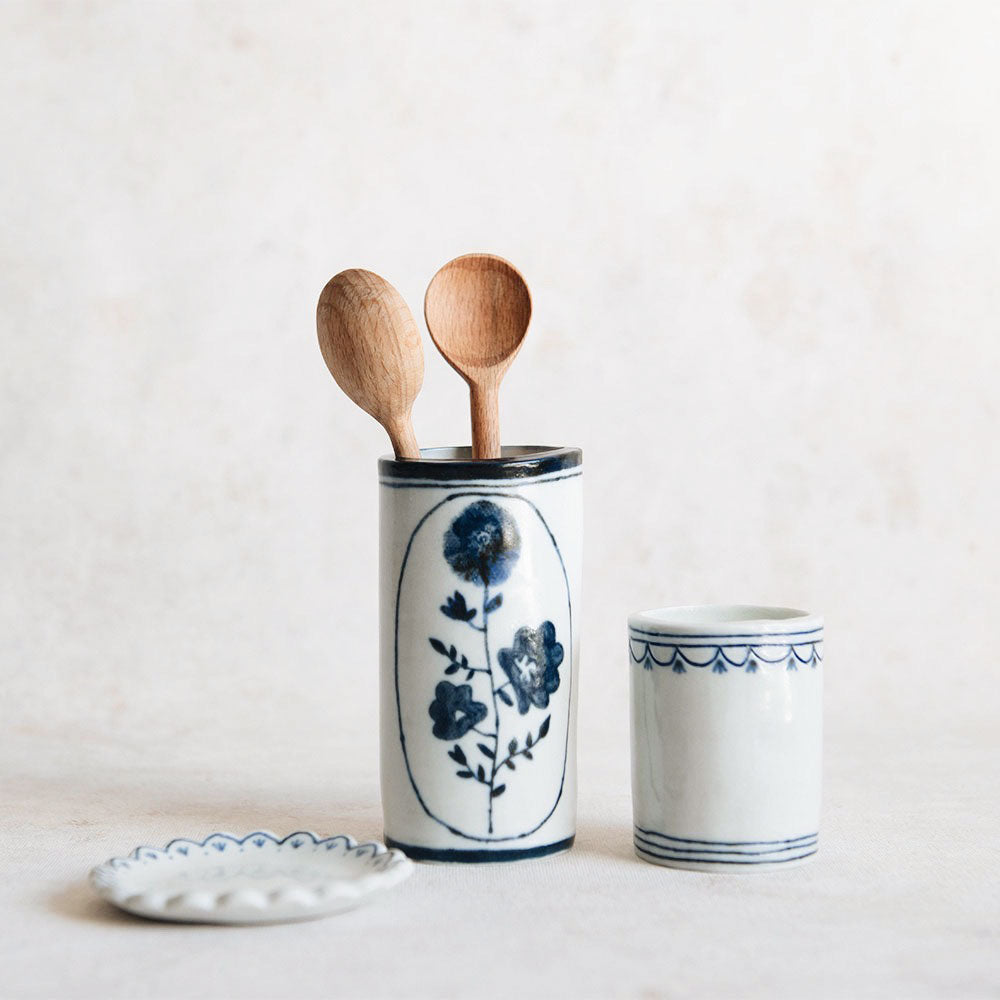 Hand-painted Porcelain Posy Vessel - Indigo
